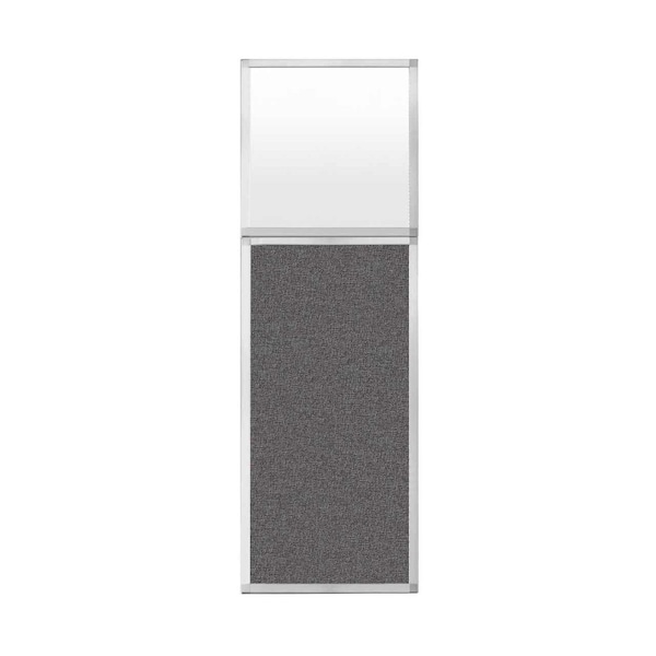 Hush Panel Configurable Cubicle Partition 2' x 6' W/ Window Charcoal Gray Fabric Frosted Window